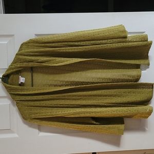 Ruby Road Women's Green Open Knit Crochet Open Fro